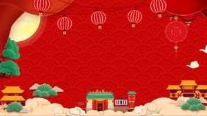 Tres dibujos animados estilo chino Año Nuevo PPT imágenes de fondo