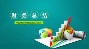 PPT template of financial analysis report with three-dimensional data chart background