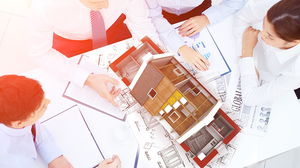 建築製圖房屋模型PPT背景圖片
