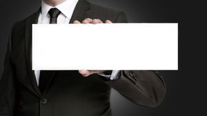 White collar PPT background picture holding white text box in hand