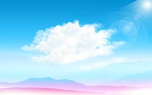 Image d'arrière-plan PPT de ciel bleu et nuages ​​blancs montagnes pourpres