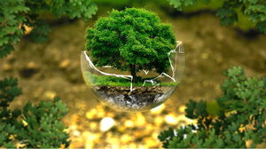 緑の木PPT背景画像