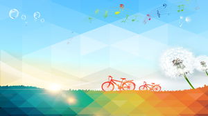 フラットタンポポ自転車のPPT背景画像