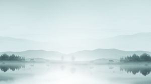 エレガントな山と湖のPPT背景画像