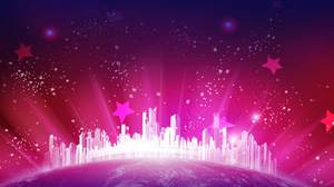Фиолетовый звездный свет города PPT фоновый рисунок
