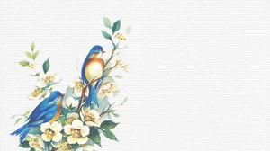 Элегантный цветок и птица PPT фоновый рисунок