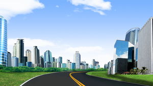 Clean city street PPT background picture