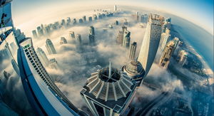 Città del Dubai che sviluppa l'immagine del fondo di PPT