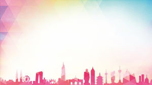 Colorful city building silhouette PPT background picture