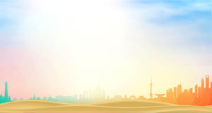 Golden city silhouette PPT background picture