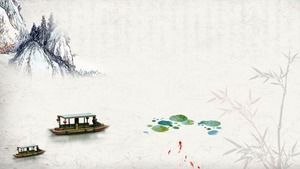 Dokuz klasik Çin mürekkebi PPT arka plan resimleri