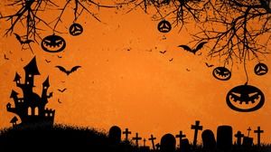 Drei orange Halloween PPT Hintergrundbilder