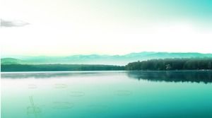 호수와 산 풍경의 두 우아한 PPT 배경 사진