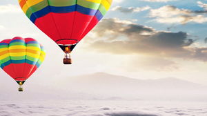 空の熱気球PPT背景画像