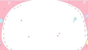 五個粉色可愛卡通PPT邊框背景圖片