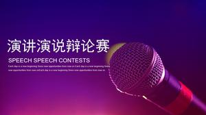 Microphone microphone background speech speech debate contest PPT template