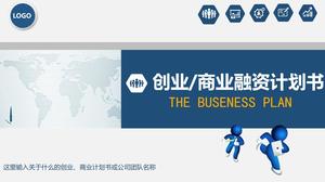 Template PPT rencana pembiayaan bisnis dengan latar belakang penjahat tiga dimensi biru