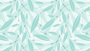 Fresh green vector drawn leaves PPT background picture