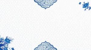 Empat gambar latar belakang PPT gaya Cina klasik biru dan putih