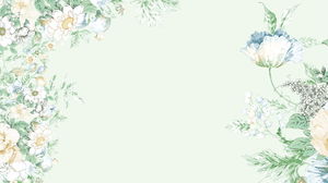Deux images d'arrière-plan PPT vert frais et belle fleur art