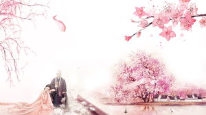 六つのピンクの美しい桃の背景画像