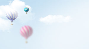 優雅的夢幻天空熱氣球PPT背景圖片