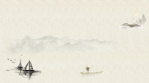 Dos imágenes de fondo PPT de tinta estilo chino en el río de rafting
