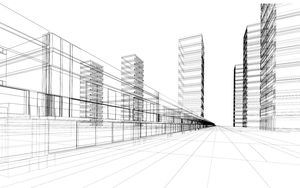 PPT фоновое изображение абстрактной городской линии перспективы