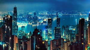 Vista notturna della città Immagine di sfondo di PowerPoint