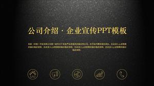 Siyah altın rengi mat baz harita şirket profili kurumsal promosyon PPT şablonu