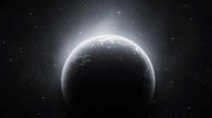 Imagen de fondo PPT hermoso planeta blanco y negro