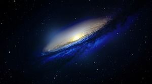 美しい青い銀河pptの背景画像