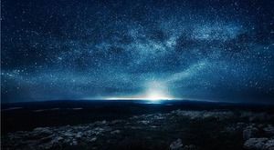 Beautiful blue starry sky PPT background picture