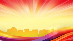 Dynamic colorful city silhouette PPT background picture