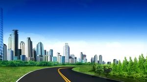 Clean and tidy green city PPT background picture