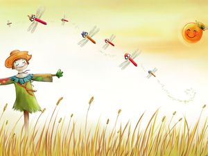 Scarecrow cartoon PPT background picture