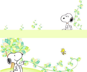우아한 만화 강아지 덩굴 나뭇잎 PPT 배경 그림