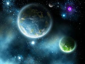 Image d'arrière-plan PPT planète planète cosmique bleue