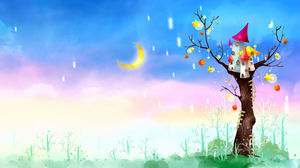 Beautiful castle cartoon PPT background picture