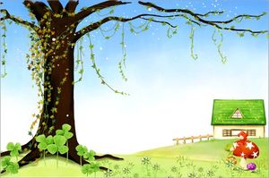 Brown big tree cartoon PPT background picture