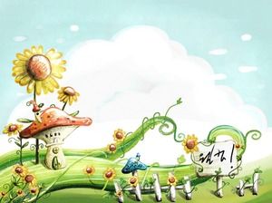 Immagine dipinta del fondo del fumetto PPT della pianta verde