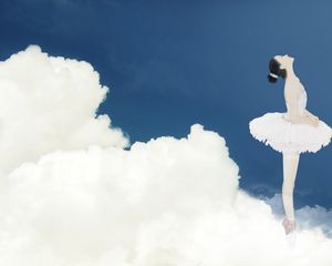 Immagine di sfondo PPT della ragazza che balla nel cielo
