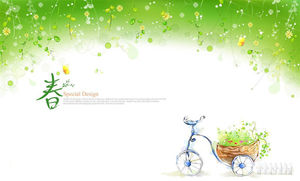 A group of green spring painted PPT background pictures