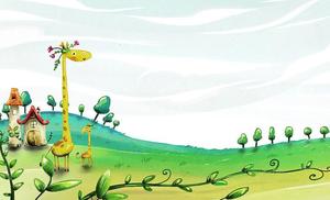 Eine Reihe von Cartoon Giraffe Wal Schloss PPT Hintergrundbilder