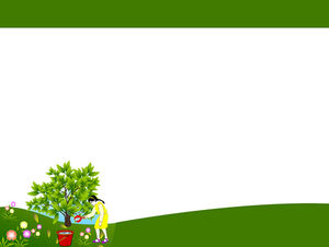 Imagem de fundo de PPT de árvore de flor de personagem de desenho animado