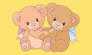 PPT background picture of two cute little bear cartoons