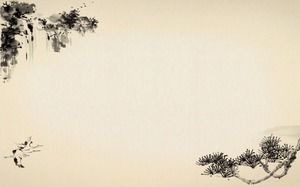Çin tarzı klasik slayt gösterisi arka plan resmi mürekkep boyama antik çam uçan vinç şelale arka plan