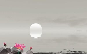 동적 바다 생활 밝은 달 고전 중국 스타일 PPT 배경 그림