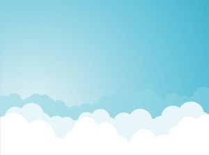 Mavi gökyüzü ve zarif mavi zemin üzerine beyaz bulut çizgi film PPT arka plan resmi