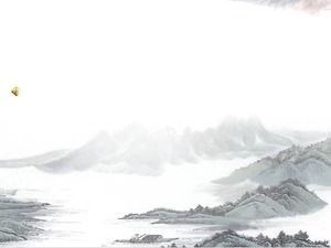 Download des PPT-Hintergrundbilds im chinesischen Stil auf dem Hintergrund der eleganten Tuschelandschaftsmalerei